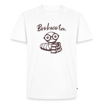 Bookworm with books - Men's Premium Organic T-Shirt - white - Front - Nico (187cm)