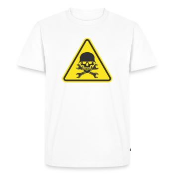CRÂNE CASQUE DE GUERRE CLÉ OUTIL LOGO - T-shirt Premium bio Homme - blanc - Devant - Nico (187cm)