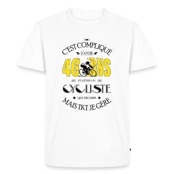 Cycliste 40 ans - Cadeau 40e Anniversaire - T-shirt Premium bio Homme - blanc - Devant - Nico (187cm)