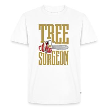 Tree Surgeon Funny Arborist Lumberjack Wood Logger - Men's Premium Organic T-Shirt - white - Front - Nico (187cm)