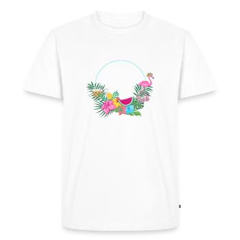 beachy_wreath_flamingo - T-shirt Premium bio Homme - blanc - Devant - Nico (187cm)