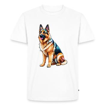 German Shepherd Watercolor - Men's Premium Organic T-Shirt - white - Front - Nico (187cm)