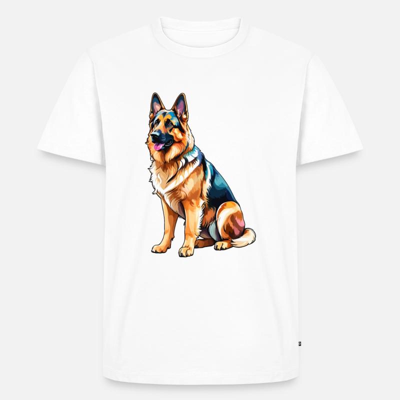 Deutscher Schäferhund Wasserfarben - Männer Premium Bio T-Shirt - Weiß