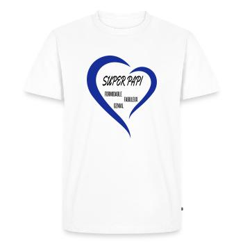 super papi coeur - T-shirt Premium bio Homme - blanc - Devant - Nico (187cm)