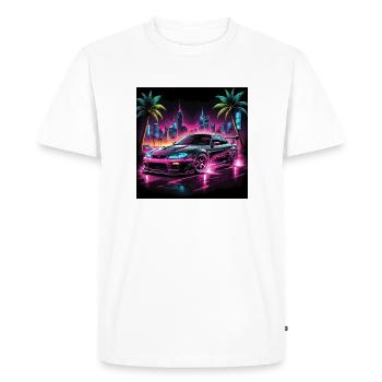 JDM sport voiture tuning ville palmiers néon lumière dérive - T-shirt Premium bio Homme - blanc - Devant - Nico (187cm)
