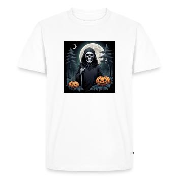 Grim Reaper Pumpkin Halloween Moon Costume Cemetery - Men's Premium Organic T-Shirt - white - Front - Nico (187cm)