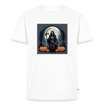 Grim Reaper Pumpkin Halloween Moon Costume Cemetery - Men's Premium Organic T-Shirt - white - Front - Nico (187cm)