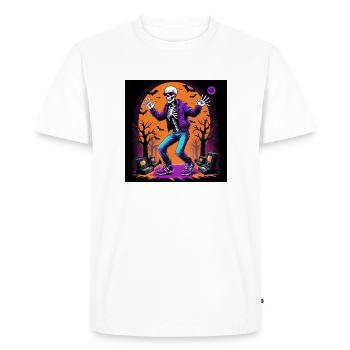 Skeleton Halloween Dance Cemetery Pumpkin Retro - Men's Premium Organic T-Shirt - white - Front - Nico (187cm)