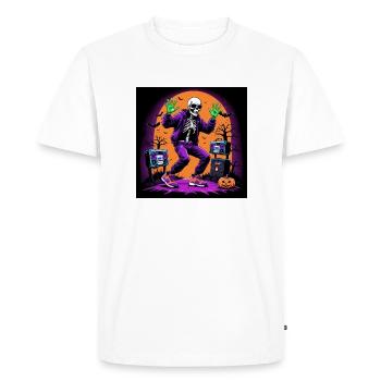 Skeleton Halloween Dance Cemetery Pumpkin Retro - Men's Premium Organic T-Shirt - white - Front - Nico (187cm)