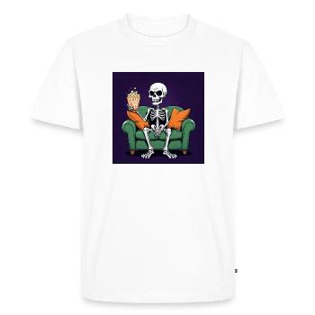 Squelette Coach Popcorn Halloween Cadeau Drôle - T-shirt Premium bio Homme - blanc - Devant - Nico (187cm)