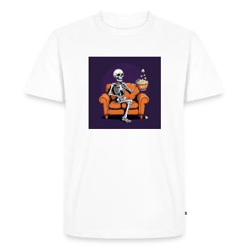 Squelette Coach Popcorn Halloween Cadeau Drôle - T-shirt Premium bio Homme - blanc - Devant - Nico (187cm)