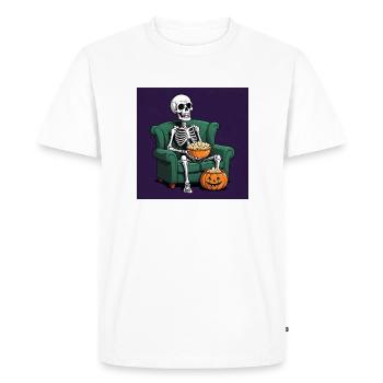 Squelette Coach Popcorn Halloween Cadeau Drôle - T-shirt Premium bio Homme - blanc - Devant - Nico (187cm)
