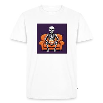 Squelette Coach Popcorn Halloween Cadeau Drôle - T-shirt Premium bio Homme - blanc - Devant - Nico (187cm)