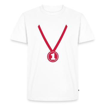 Gagnant - Champion - Médaille - T-shirt Premium bio Homme - blanc - Devant - Nico (187cm)