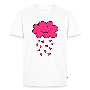 Nuage de pluie drôle avec des coeurs, Saint Valentin, amour - T-shirt Premium bio Homme - blanc - Devant - Nico (187cm)