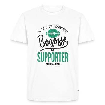 rugby supporter bogosse club rugby US Montauban - T-shirt Premium bio Homme - blanc - Devant - Nico (187cm)