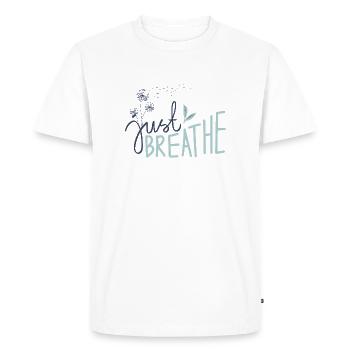 Just Breath Colorful Motivation T Shirt - T-shirt Premium bio Homme - blanc - Devant - Nico (187cm)