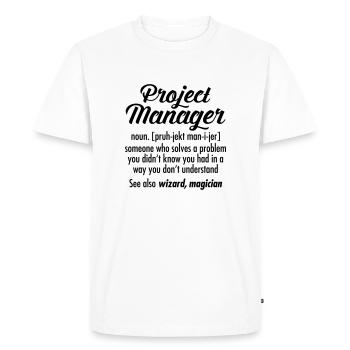 Project Manager - Definition - T-shirt Premium bio Homme - blanc - Devant - Nico (187cm)