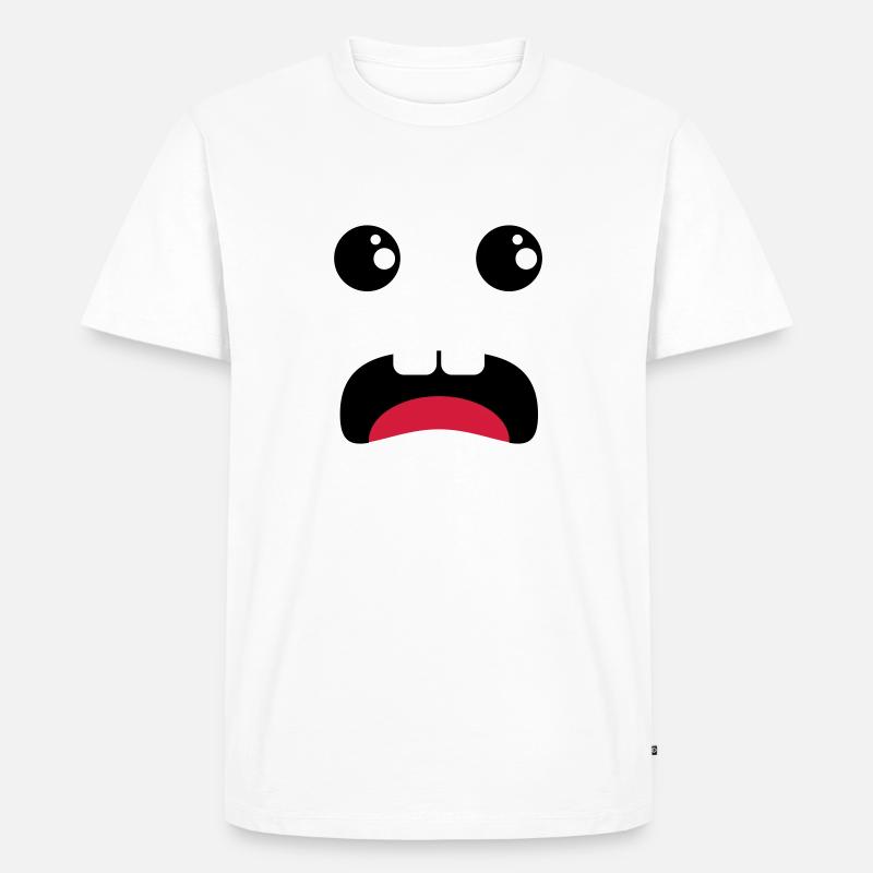 Erschrockenes Gesicht - Comic - Männer Premium Bio T-Shirt - Weiß