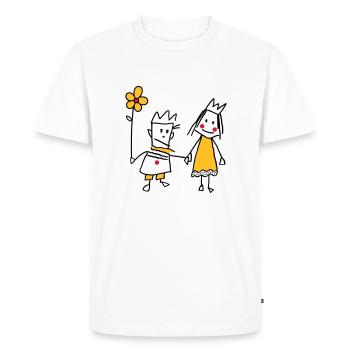 Figure de bâton amoureuse De la Reine Fleur Saint-Valentin - T-shirt Premium bio Homme - blanc - Devant - Nico (187cm)