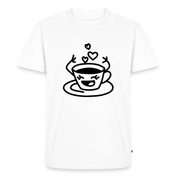 Tasse à café amour - T-shirt Premium bio Homme - blanc - Devant - Nico (187cm)