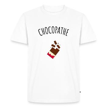 Chocopathe, gourmet chocolate humor - Men's Premium Organic T-Shirt - white - Front - Nico (187cm)