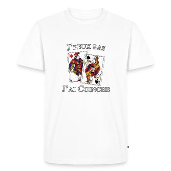 J'peux pas j'ai Coinche - T-shirt Premium bio Homme - blanc - Devant - Nico (187cm)