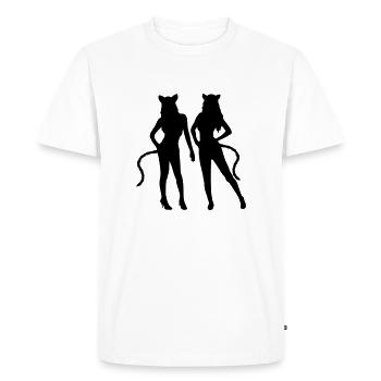 Team 2 cats - Men's Premium Organic T-Shirt - white - Front - Nico (187cm)