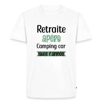 Retraite apéro camping car toute l'année - T-shirt Premium bio Homme - blanc - Devant - Nico (187cm)