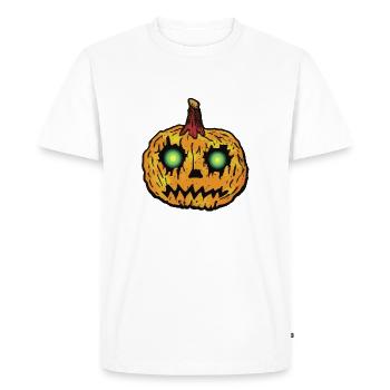 Pumpkin face with shining eyes Halloween - Men's Premium Organic T-Shirt - white - Front - Nico (187cm)