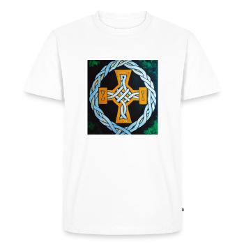 Celtic Cross - Men's Premium Organic T-Shirt - white - Front - Nico (187cm)