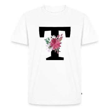 Lettre t floral - T-shirt Premium bio Homme - blanc - Devant - Nico (187cm)