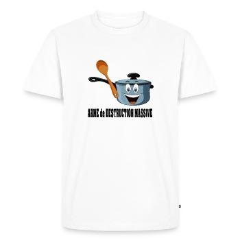 Casseroles interdites en manif - T-shirt Premium bio Homme - blanc - Devant - Nico (187cm)