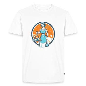 Femme de ménage des années 60 - T-shirt Premium bio Homme - blanc - Devant - Nico (187cm)