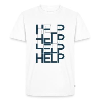 Help - Men's Premium Organic T-Shirt - white - Front - Nico (187cm)