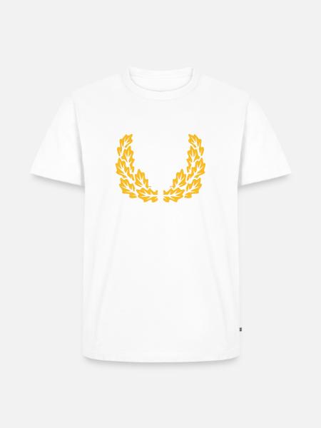 Eichenlaub bicolor gold schwarz - Männer Premium Bio T-Shirt - Weiß