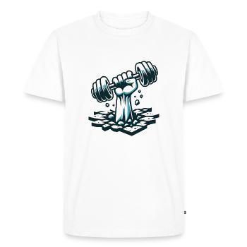 Power Lift - Men's Premium Organic T-Shirt - white - Front - Nico (187cm)