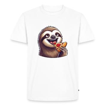 Cute Sloth Cartoon Pizza Pizza Lover - Men's Premium Organic T-Shirt - white - Front - Nico (187cm)