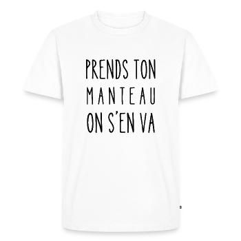 prends ton manteau - T-shirt Premium bio Homme - blanc - Devant - Nico (187cm)