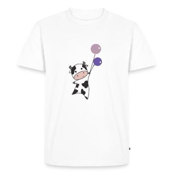Kuh fliegt mit Luftballons nach oben süße Tiere - T-shirt Premium bio Homme - blanc - Devant - Nico (187cm)