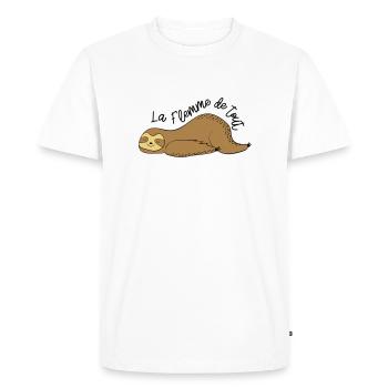 La flemme de tout / paresseux / dormir / fatigue - T-shirt Premium bio Homme - blanc - Devant - Nico (187cm)