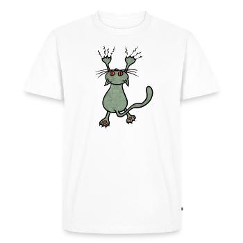 Chat sauvage vert - T-shirt Premium bio Homme - blanc - Devant - Nico (187cm)