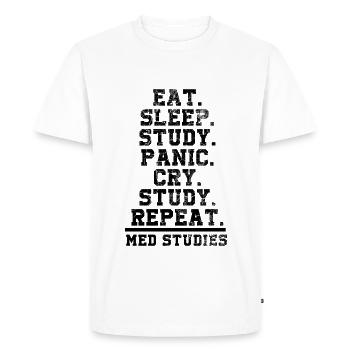 Eat. Sleep. Study. - Medical Studies - Men's Premium Organic T-Shirt - white - Front - Nico (187cm)