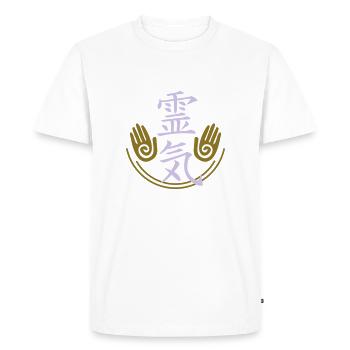 Reiki - énergie - T-shirt Premium bio Homme - blanc - Devant - Nico (187cm)