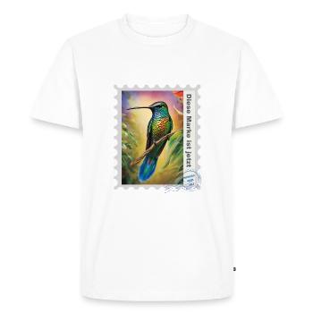 Illustration à l’aérographe « Hummingbird 02 » DE - T-shirt Premium bio Homme - blanc - Devant - Nico (187cm)