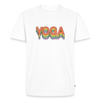 Yoga Retro Style, Méditation, Spiritualité - T-shirt Premium bio Homme - blanc - Devant - Nico (187cm)