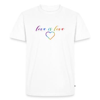 Love is love! Statement Gay Pride LGBTQI+ - Men's Premium Organic T-Shirt - white - Front - Nico (187cm)