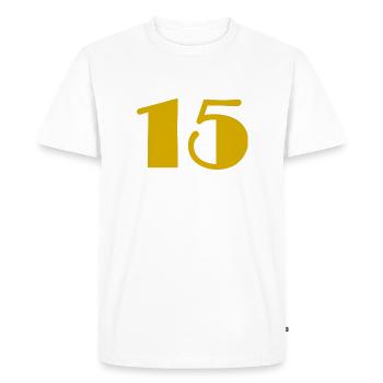 15. 15 YEARS. 15th ANNIVERSARY. 15 YEAR ANNIVERSARY. - Men's Premium Organic T-Shirt - white - Front - Nico (187cm)