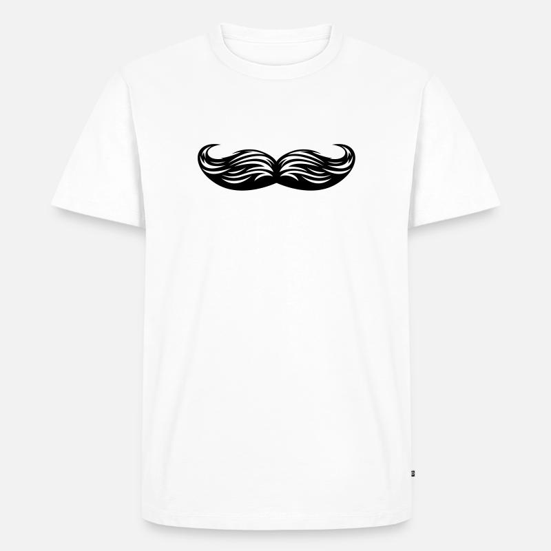 Moustache - Oberlippenbart - Männer Premium Bio T-Shirt - Weiß