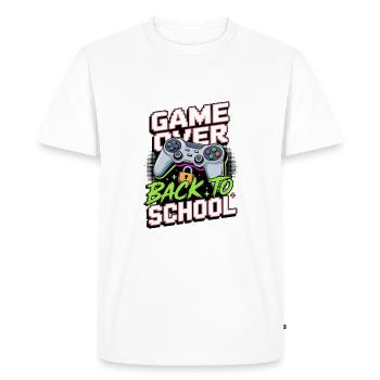 Game Over Retour à l’école Gamer Zocken Design - T-shirt Premium bio Homme - blanc - Devant - Nico (187cm)